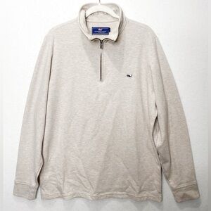 Vineyard Vines Men’s Performance Saltwater Quarter-Zip Pullover Sweater Oatmeal